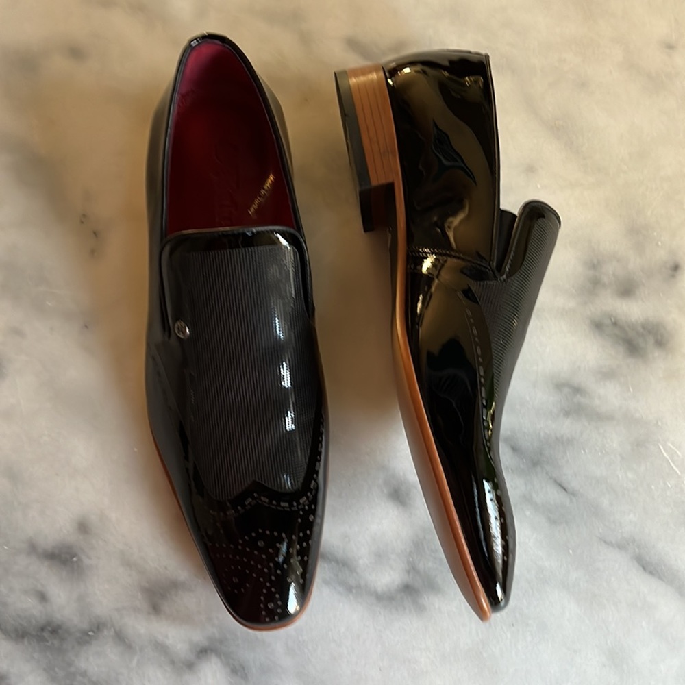 COPY - NWOT Mens S’Baker Black Wingtip Dress Shoes Patent Leather Size 9-1/2